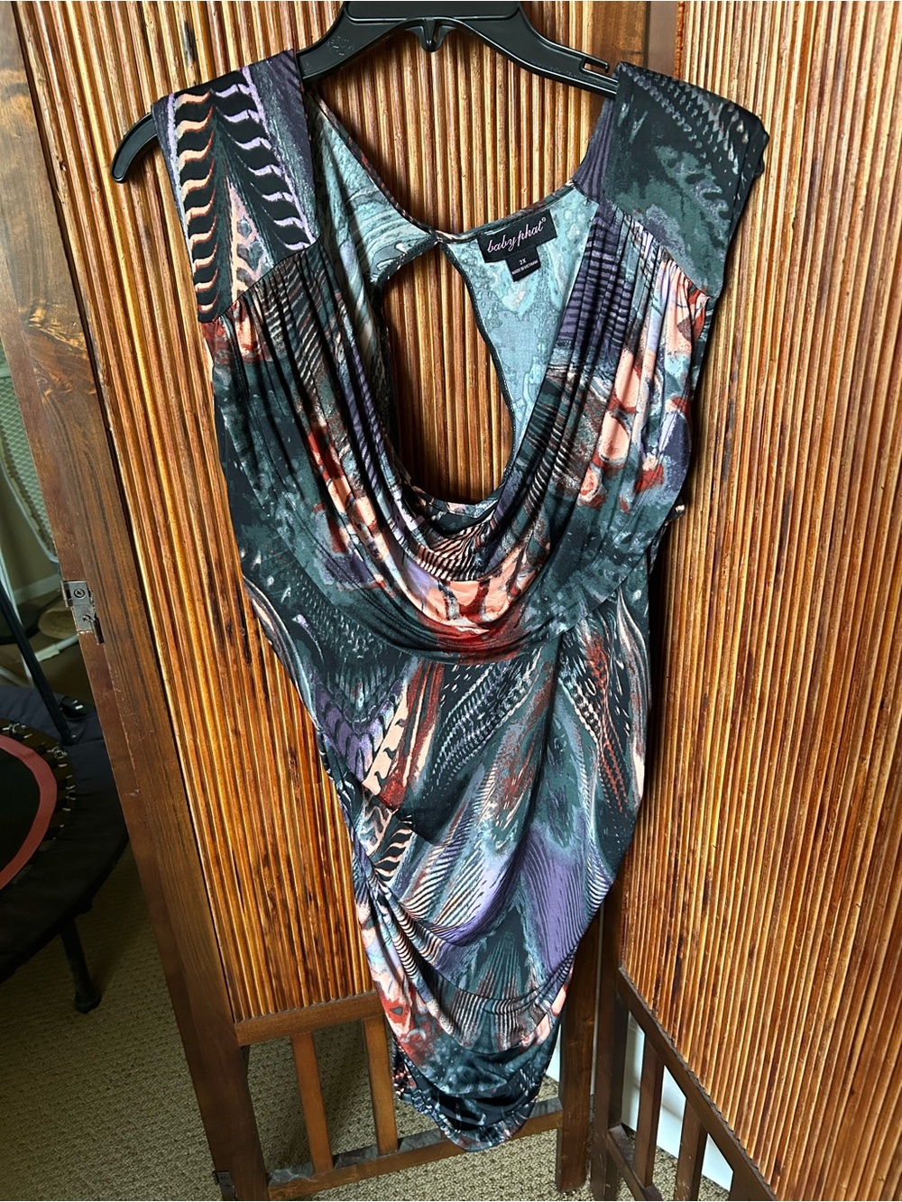 Baby Phat Multi Color Marble like Print Sleeveless Cowl neck